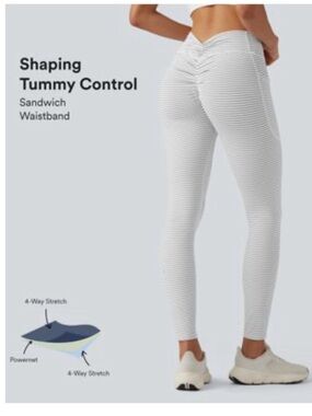 HALARA Leggings x2 with Thin Lines, one white and one charcoal